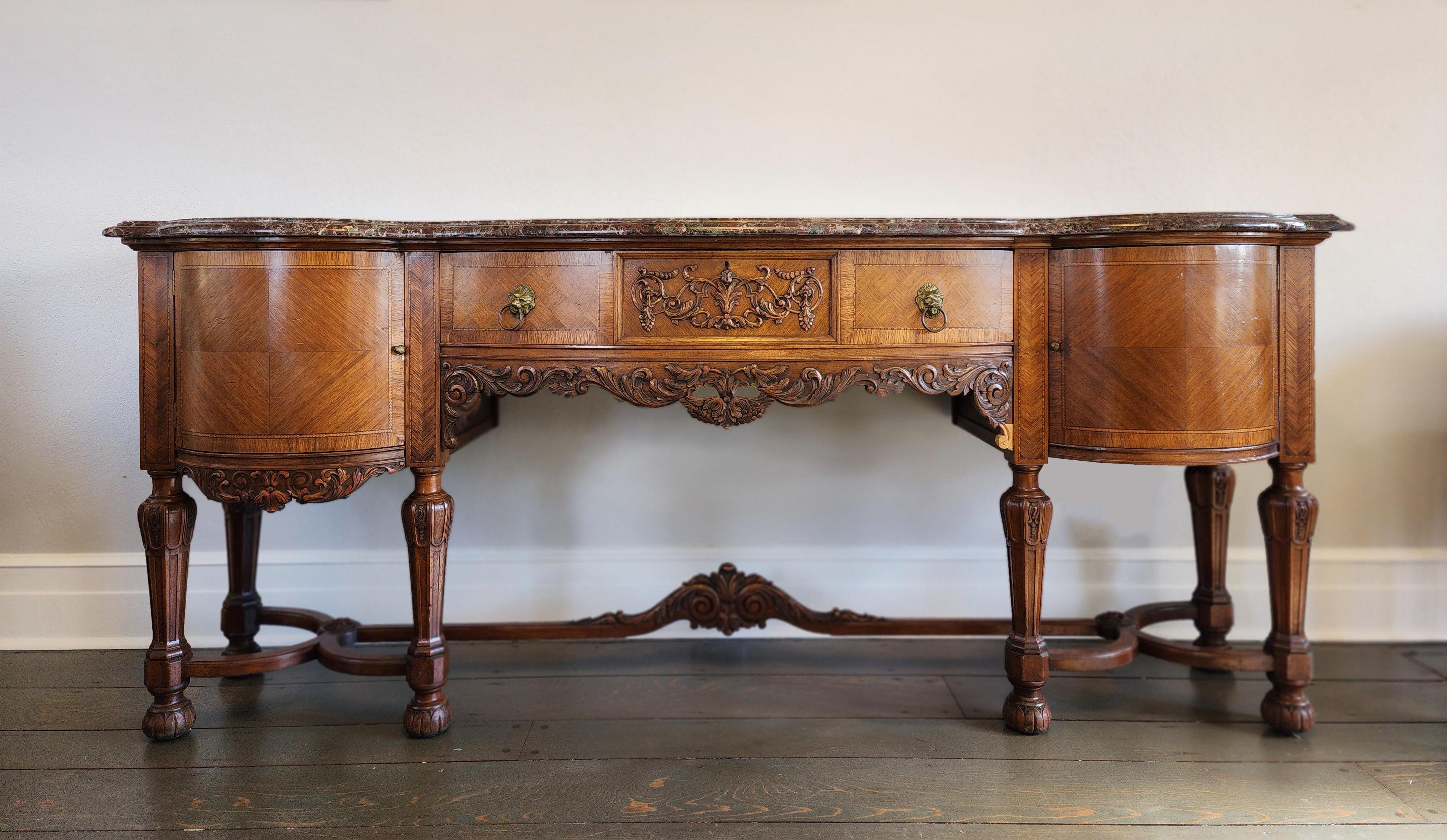 Early 20th Century Antique Carved Wood Louis XVI Neoclassical Sideboard For Sale 10