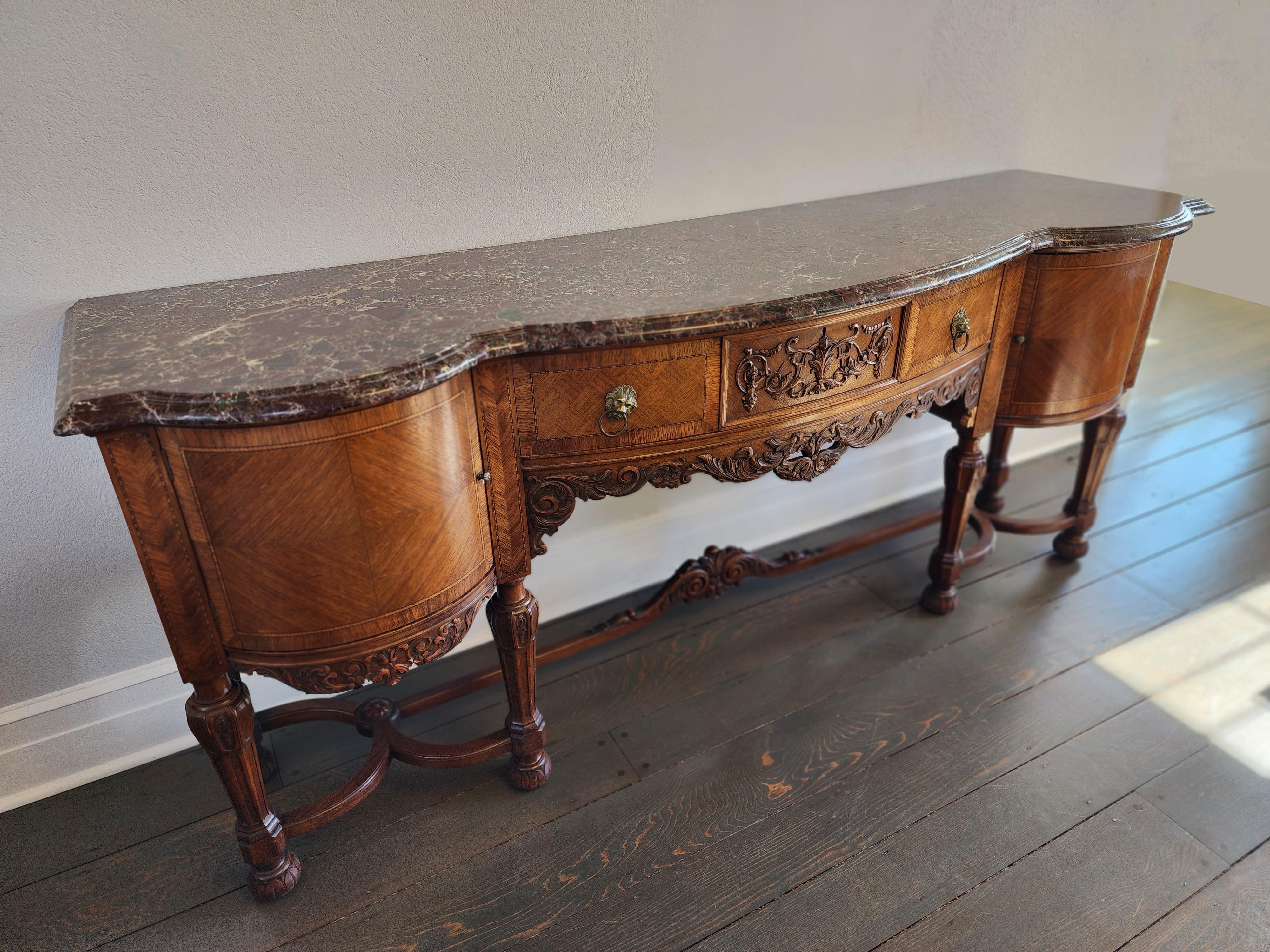 Metal Early 20th Century Antique Carved Wood Louis XVI Neoclassical Sideboard For Sale