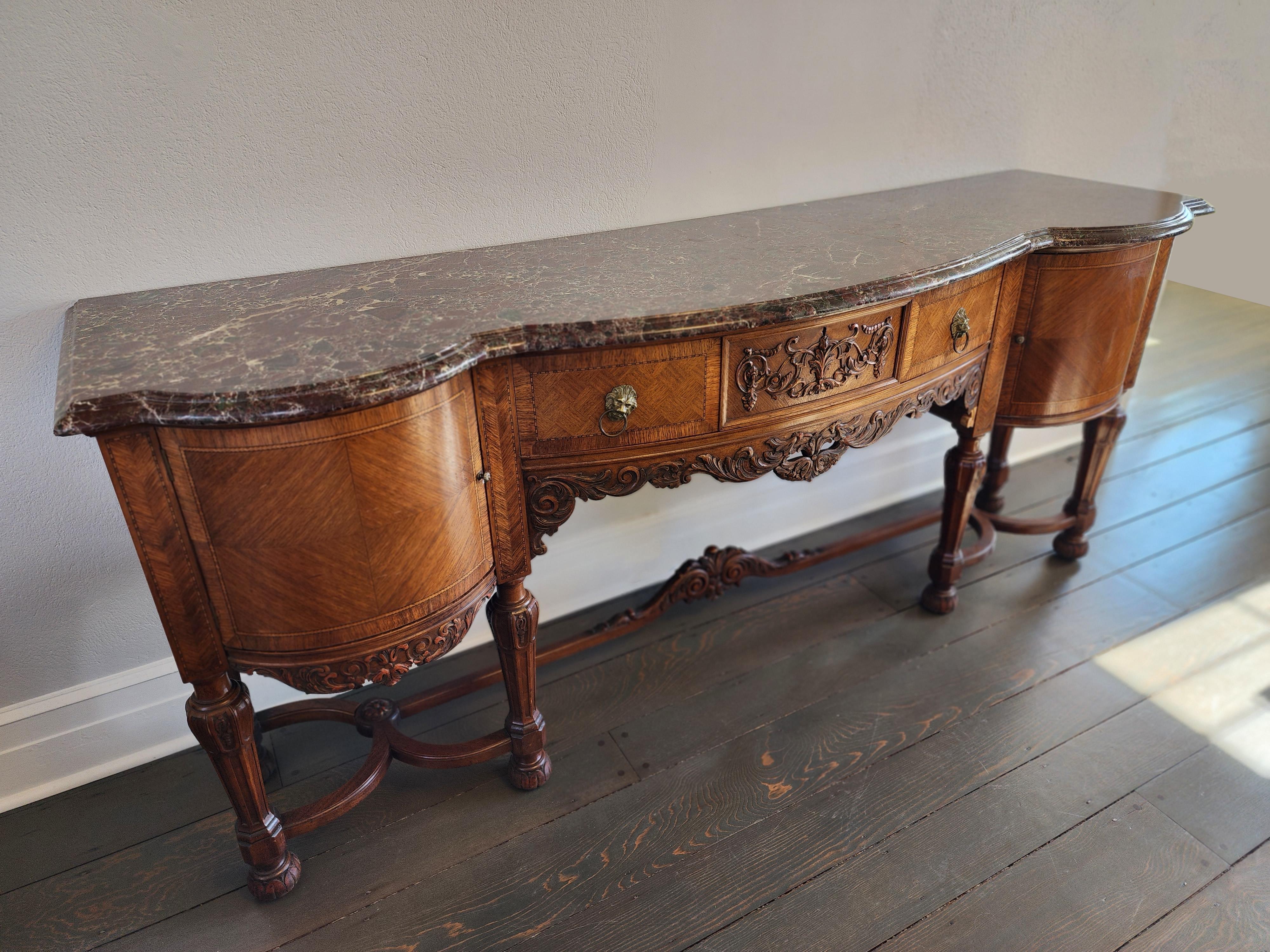 Early 20th Century Antique Carved Wood Louis XVI Neoclassical Sideboard For Sale 4