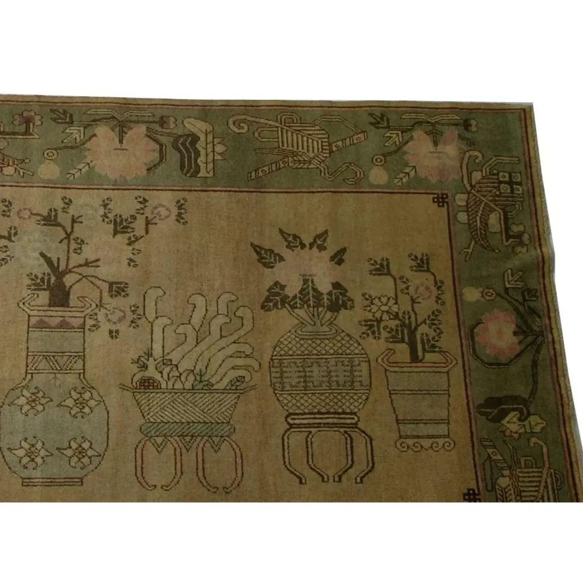Antiker Khotan- Samarkand-Teppich aus Zentralasien des frühen 20. Jahrhunderts 9'9'' X 5'7'' (Unbekannt) im Angebot