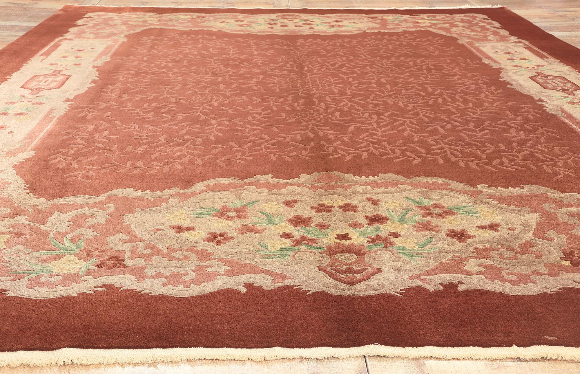 Antique Chinese Art Deco Rug, French European Meets Chinoiserie Chic For Sale 2