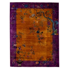 Early 20th Century Antique Chinese Art Deco Wool Rug