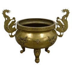 Early 20th Century Antique Chinese Bronze Dragon Temple Incense Burner
