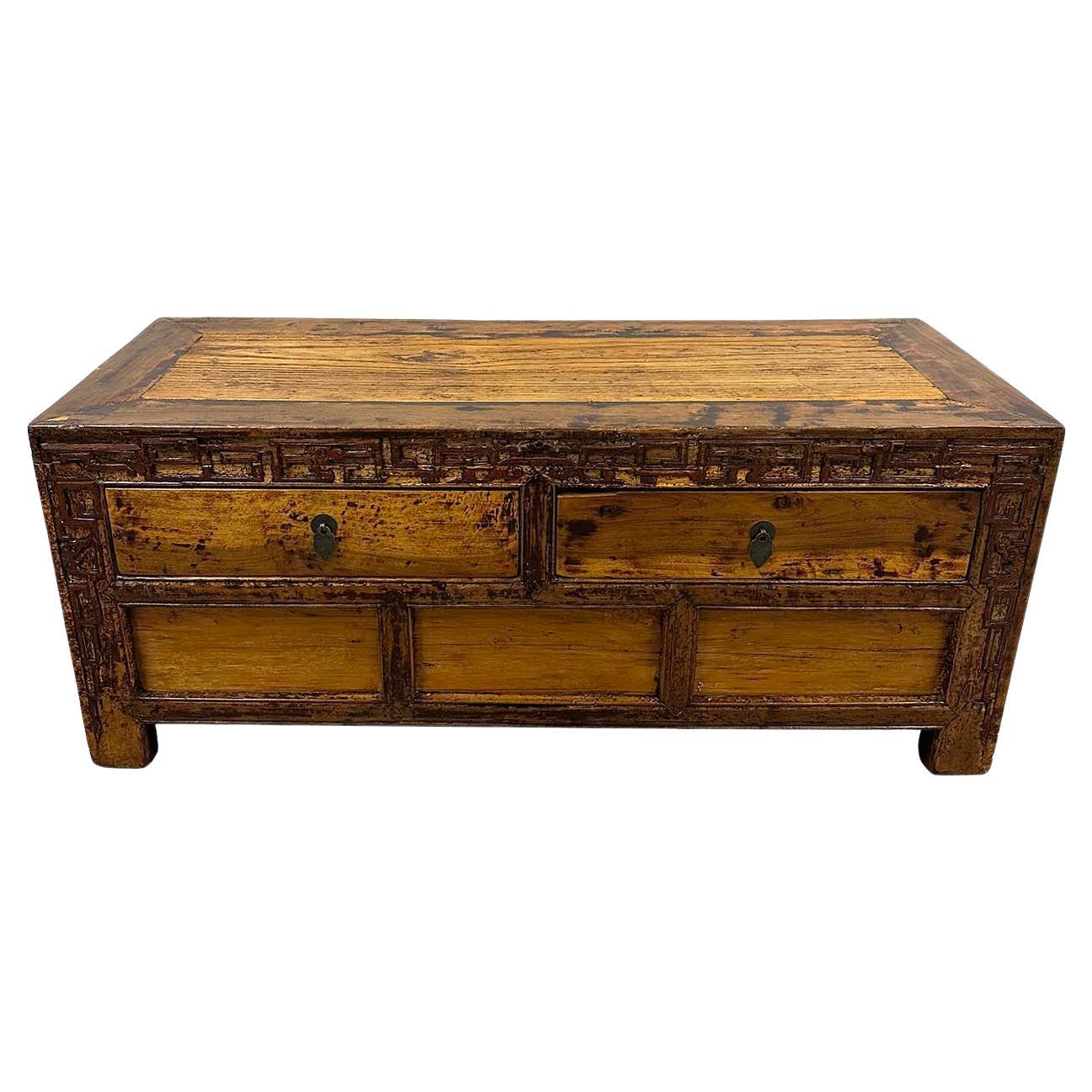 Early 20th-Century Antique Chinese Carved Low Coffee Table