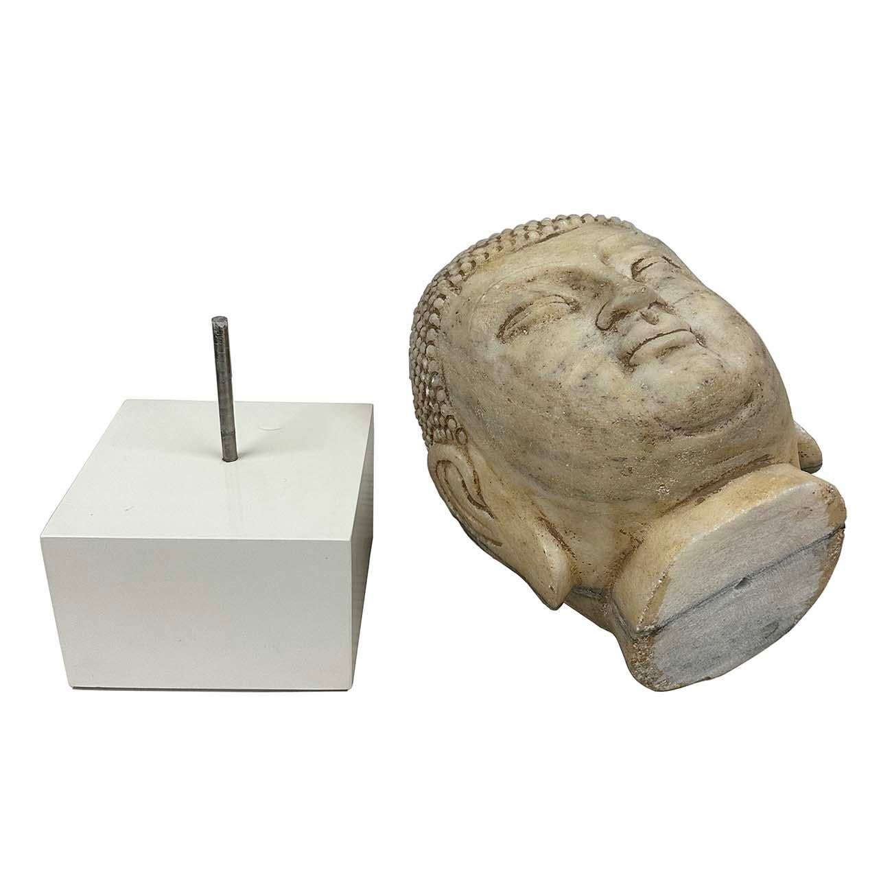 Early 20th Century Antique Chinese Carved Stone Buddha Head Sculpture For Sale 5
