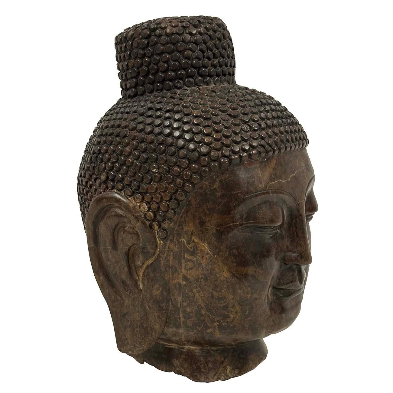 Hand-Carved Early 20th Century Antique Chinese Carved Stone Buddha Head Sculpture For Sale