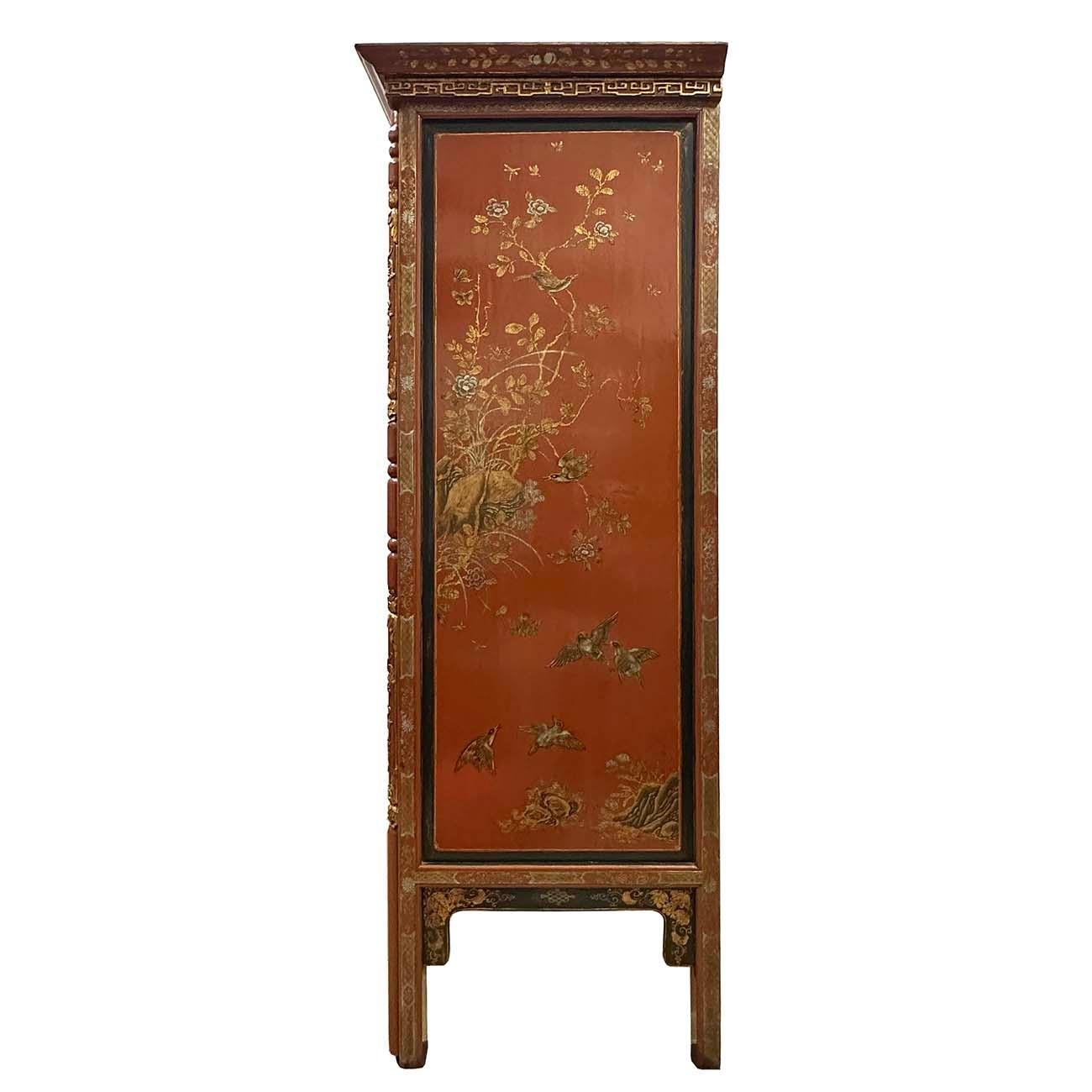 Early 20th Century Antique Chinese Carved Wedding Armoire For Sale 6