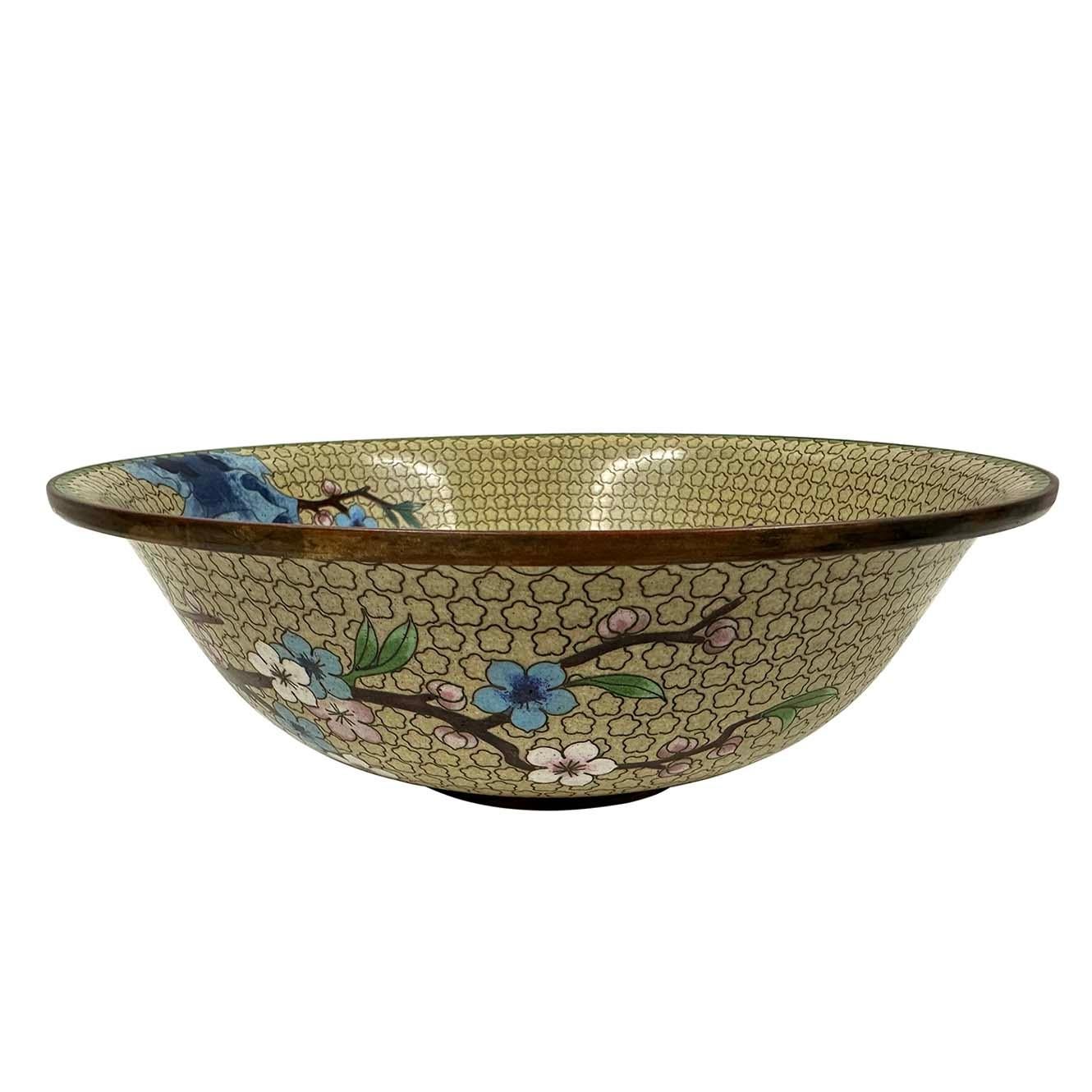 Antiguo cuenco chino de cloisonné de principios del siglo XX Exportación china en venta