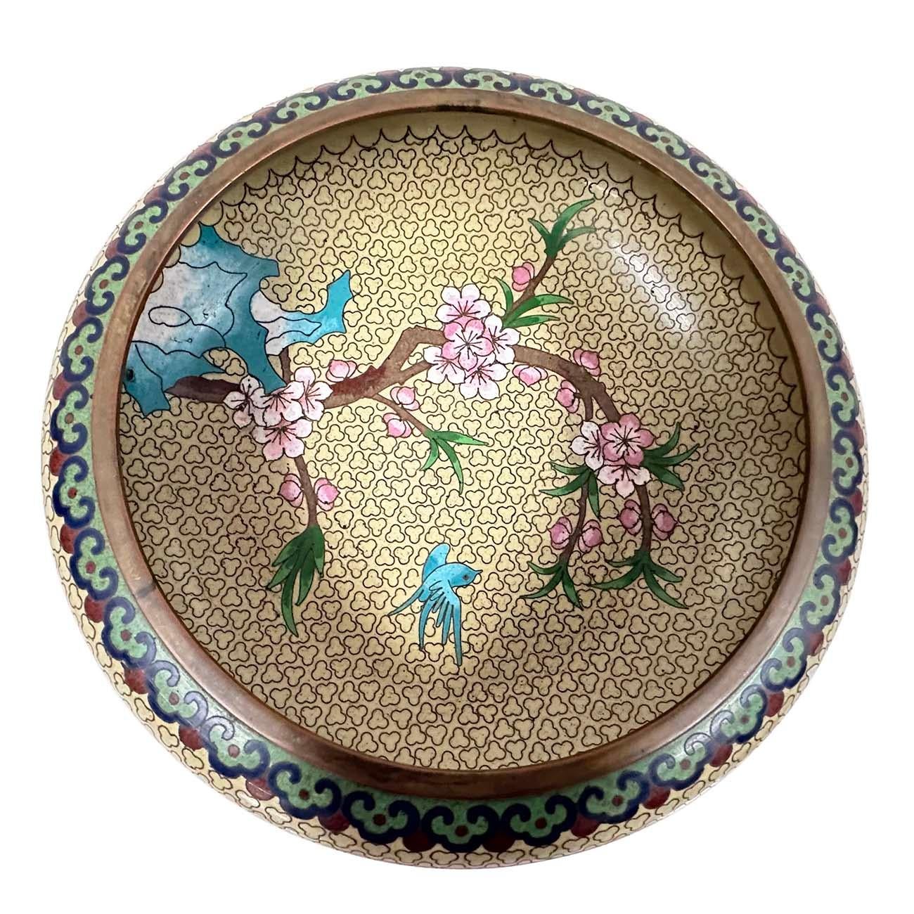 Metallo Ciotola di cloisonne cinese antica dei primi del Novecento in vendita