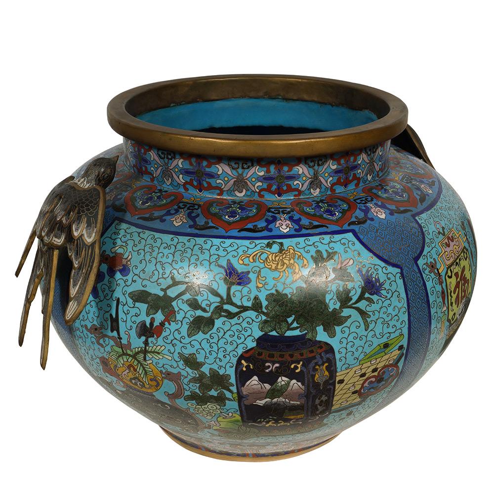 Early 20th Century Antique Chinese Cloisonne Pot For Sale 1