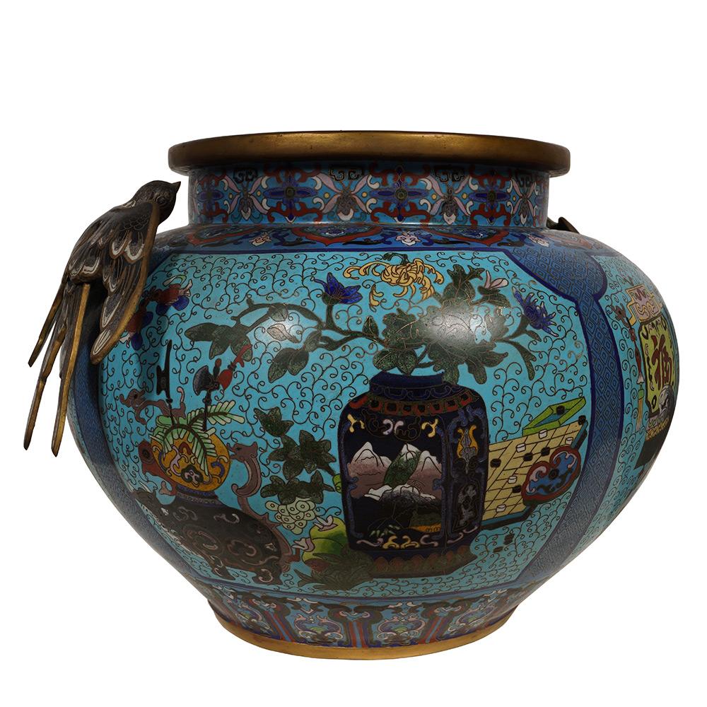 Early 20th Century Antique Chinese Cloisonne Pot For Sale 2