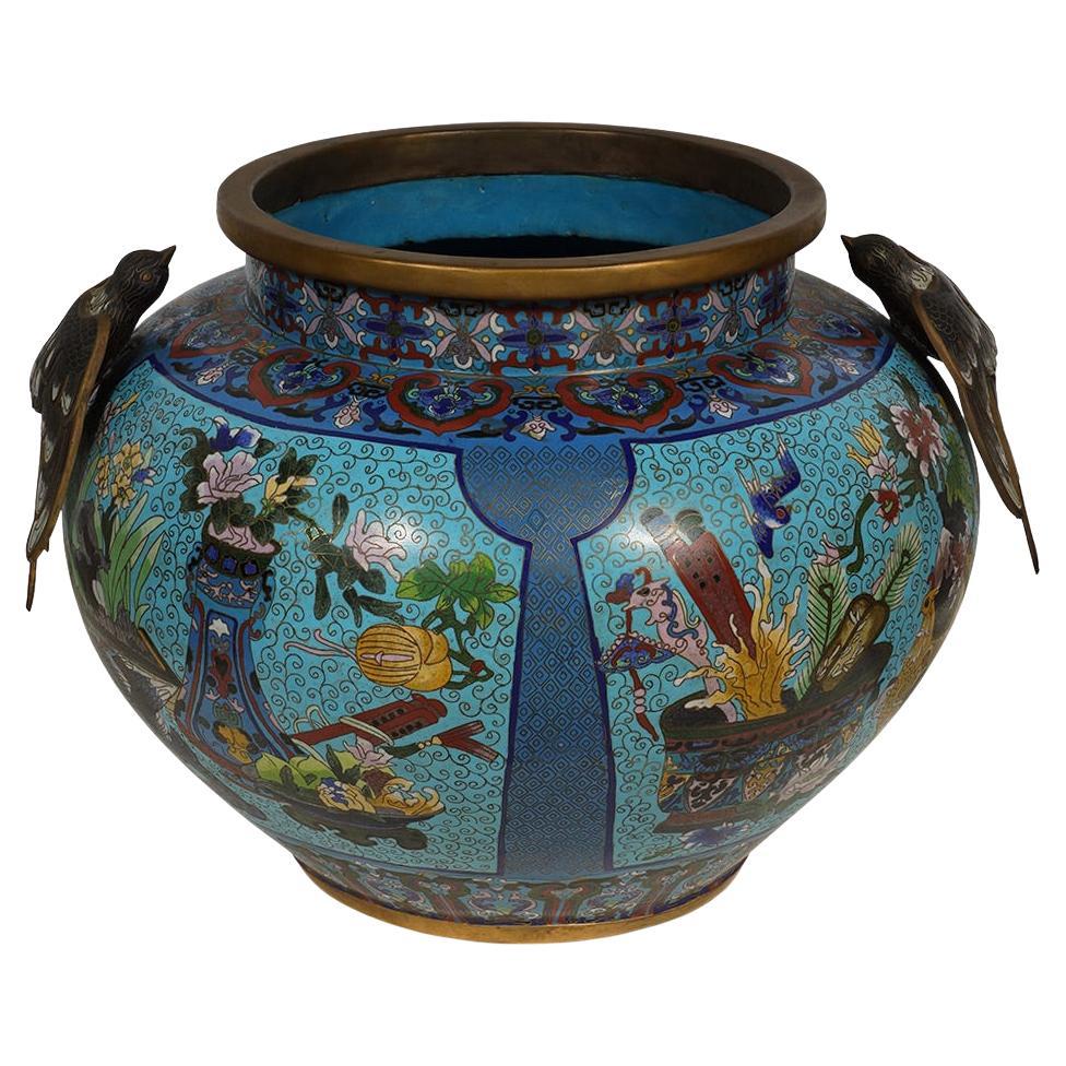 Early 20th Century Antique Chinese Cloisonne Pot For Sale