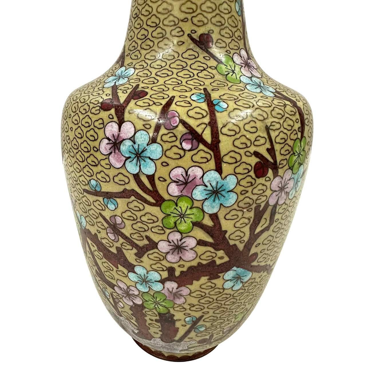 Cloissoné Early 20th Century Antique Chinese Cloisonne Vase For Sale