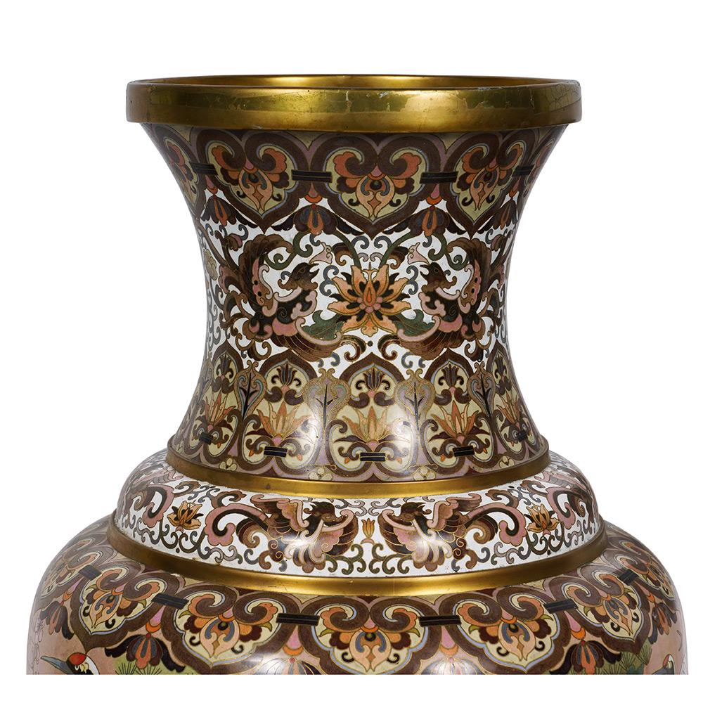 Copper 20th Century Antique Chinese Cloisonne Vase For Sale