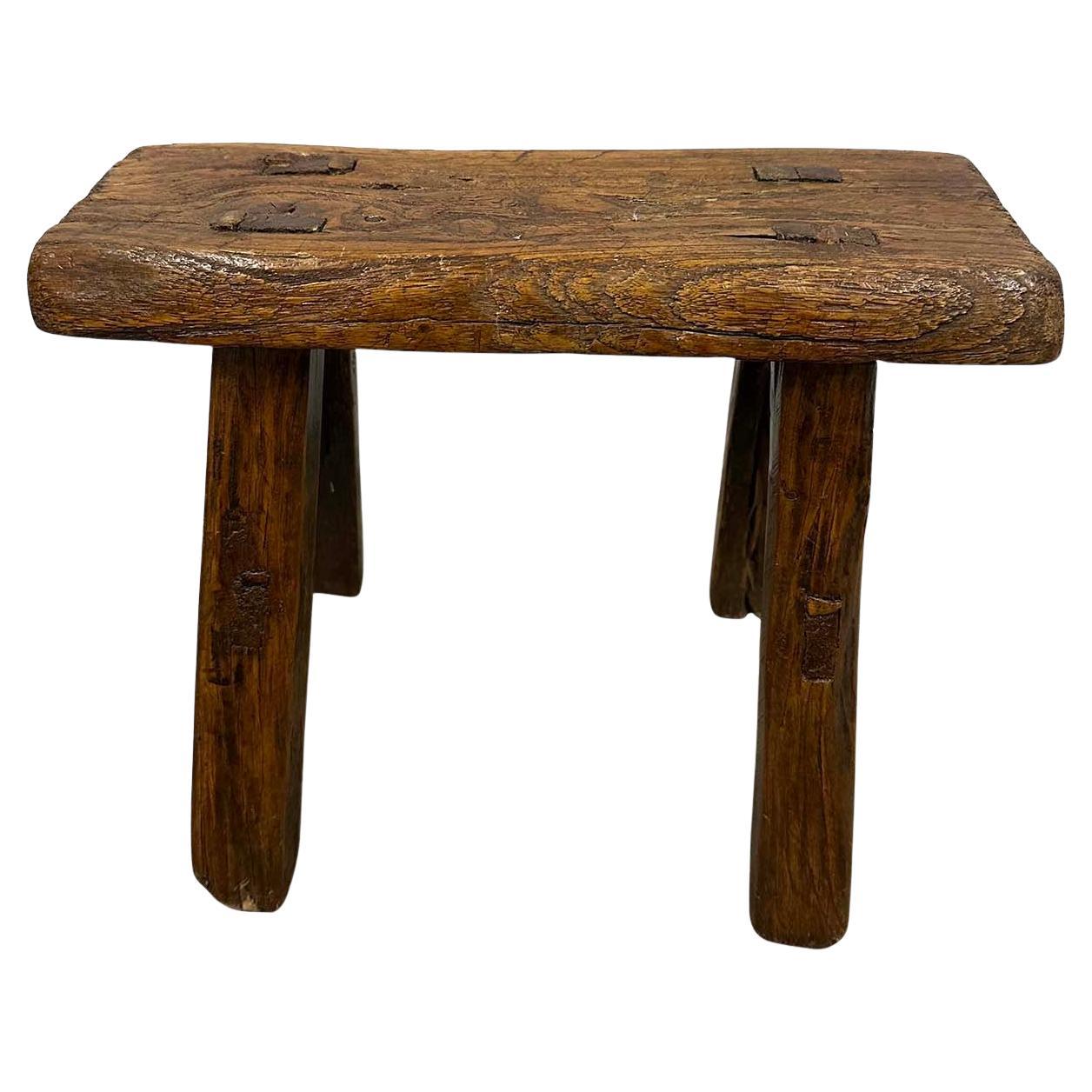Early 20th Century Antique Chinese Country Low Frog Stool.