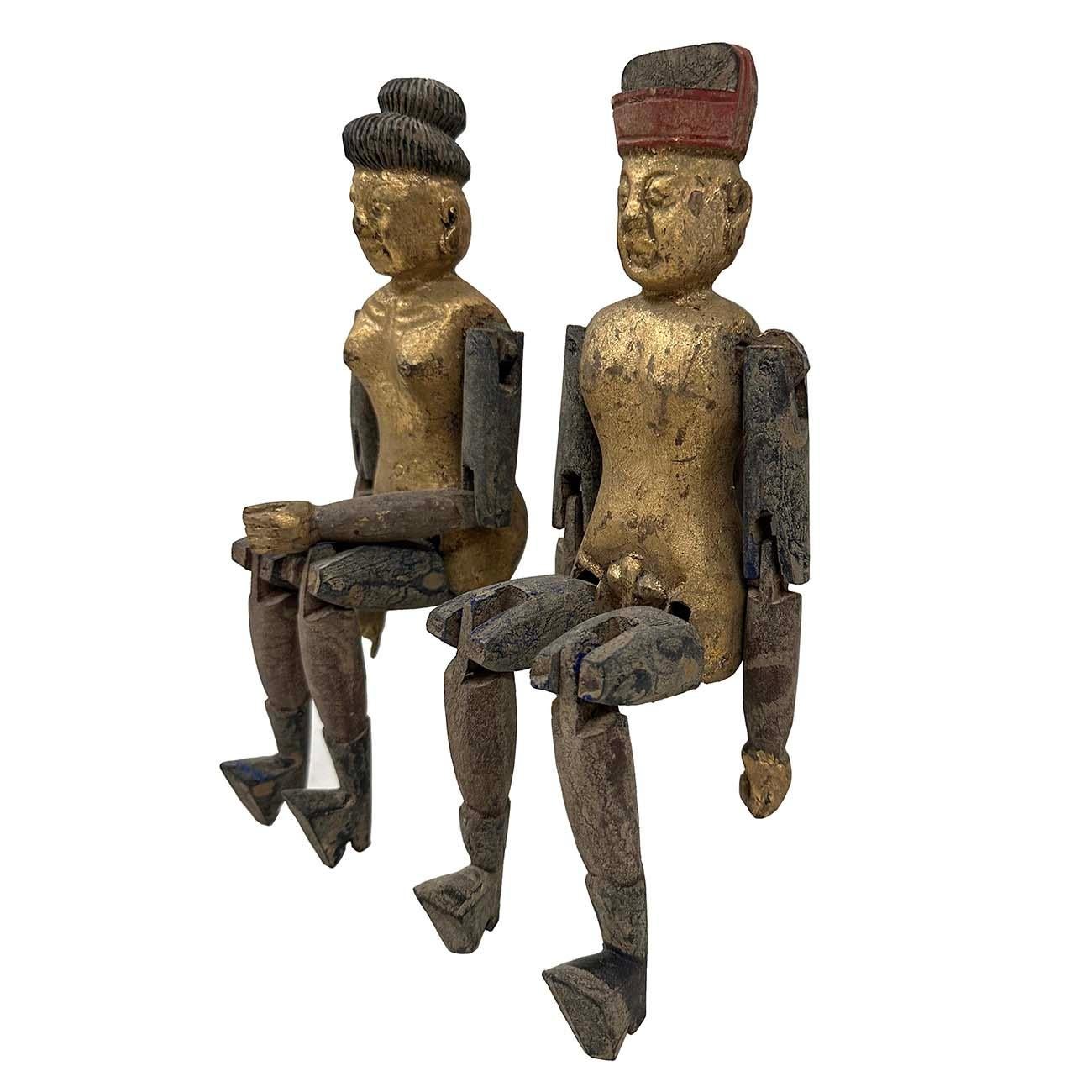 Early 20th Century Antique Chinese Gilt Carved Camphor Wood Toys For Sale 5