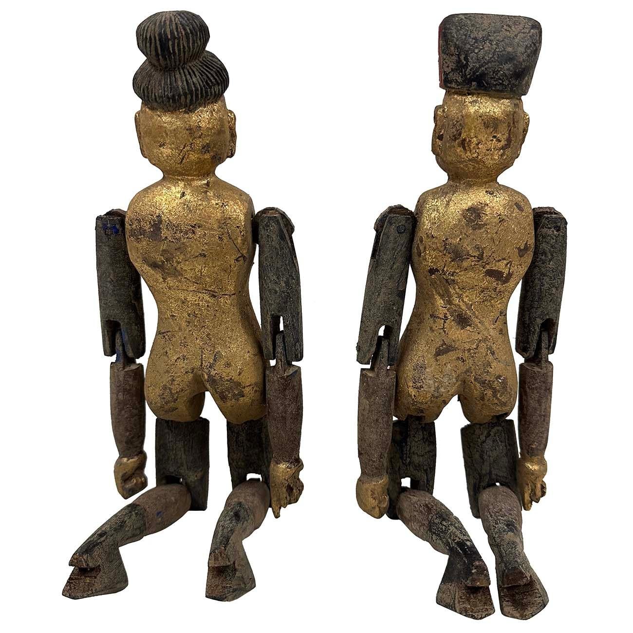 Early 20th Century Antique Chinese Gilt Carved Camphor Wood Toys For Sale 8
