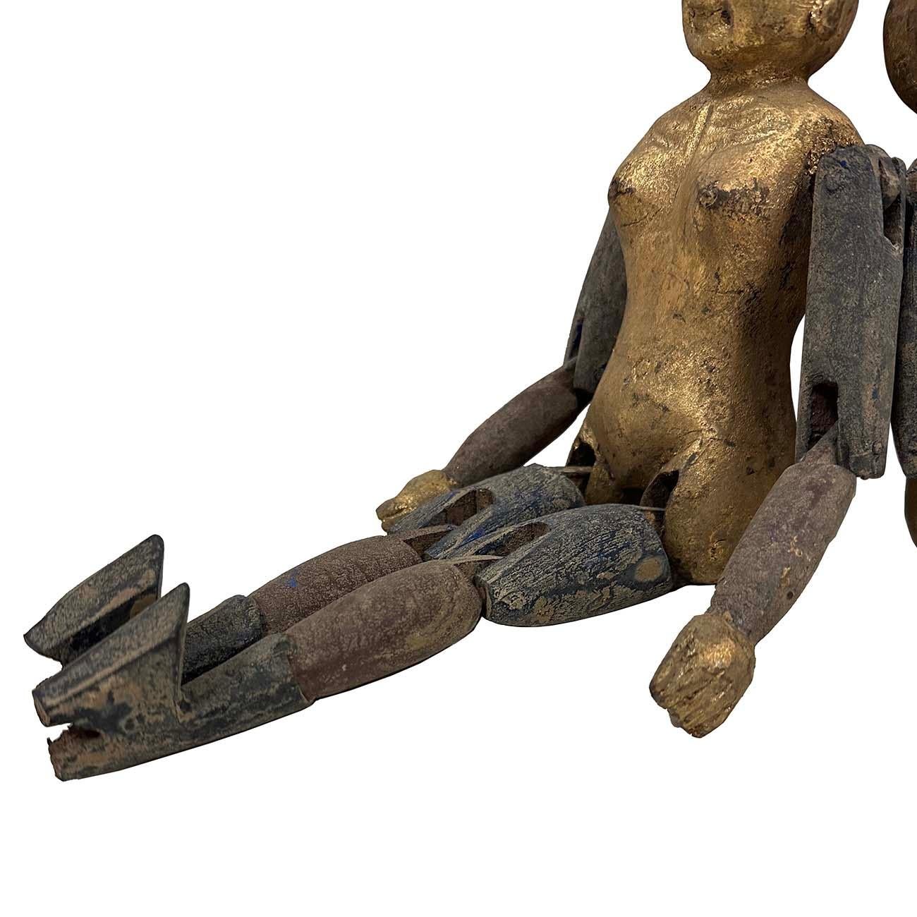 Early 20th Century Antique Chinese Gilt Carved Camphor Wood Toys For Sale 1