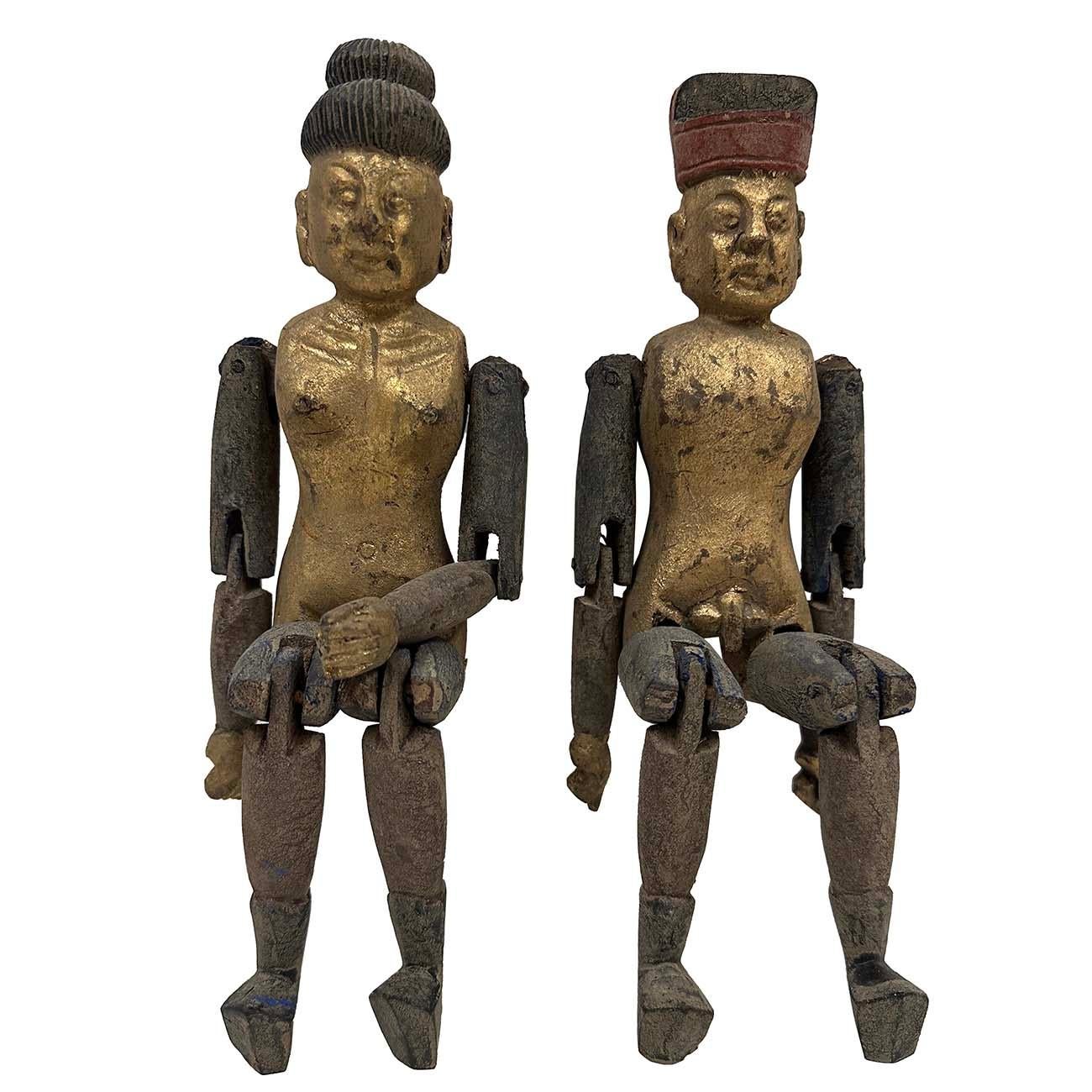Early 20th Century Antique Chinese Gilt Carved Camphor Wood Toys For Sale 3