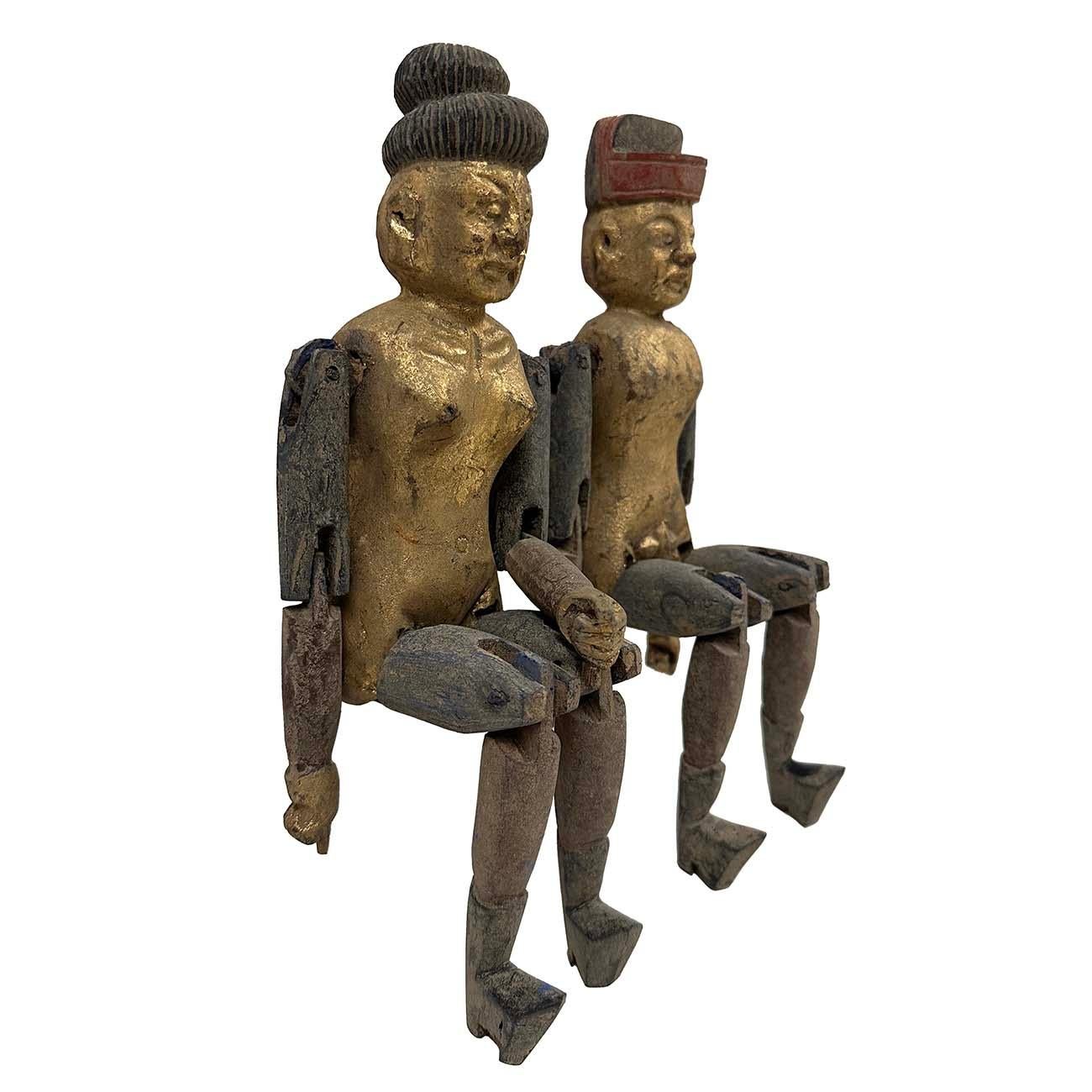 Early 20th Century Antique Chinese Gilt Carved Camphor Wood Toys For Sale 4
