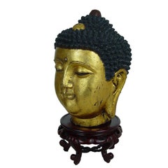 Early 20th Century Antique Chinese Gilt Metal Buddha Head