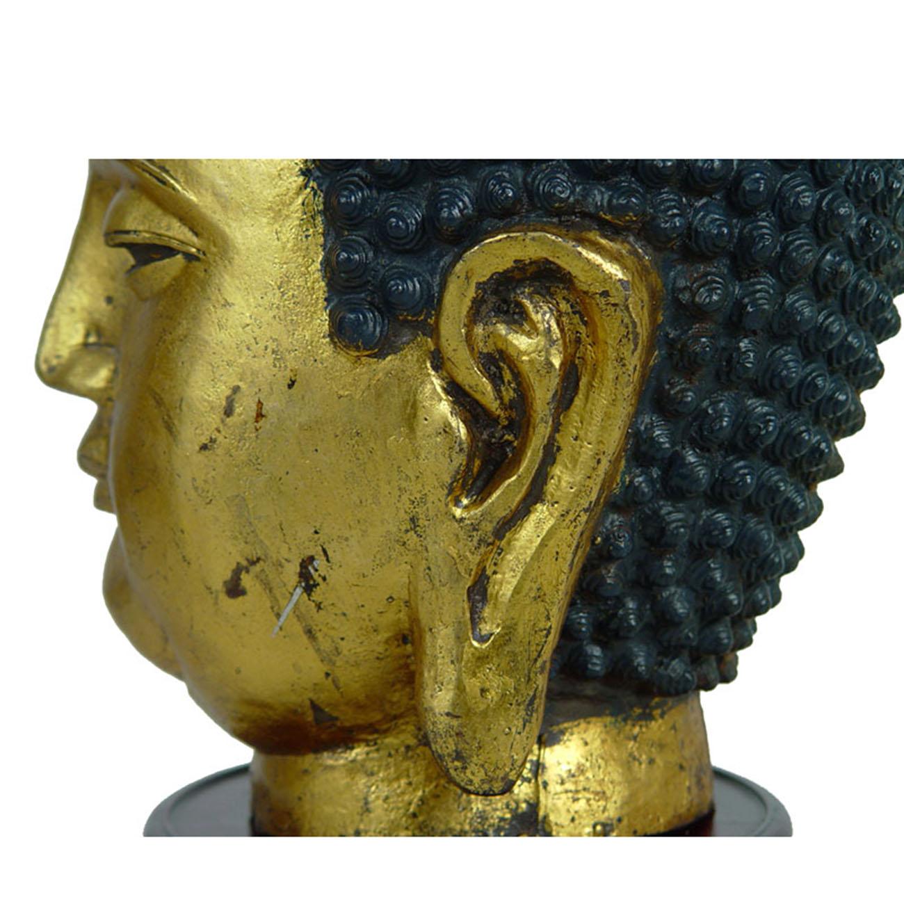 Early 20th Century Antique Chinese Gilt Metal Buddha Head 2