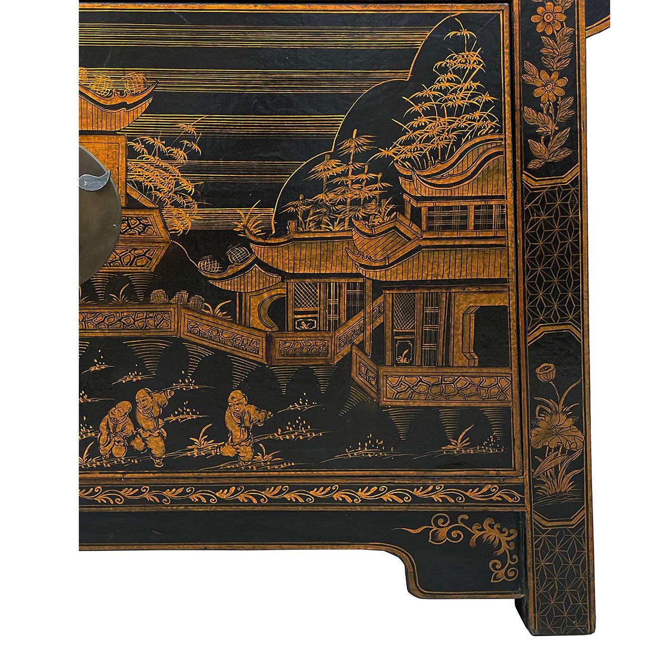 Bois Début du 20e siècle, ancienne armoire d'autel chinoise peinte en laque, buffet en vente