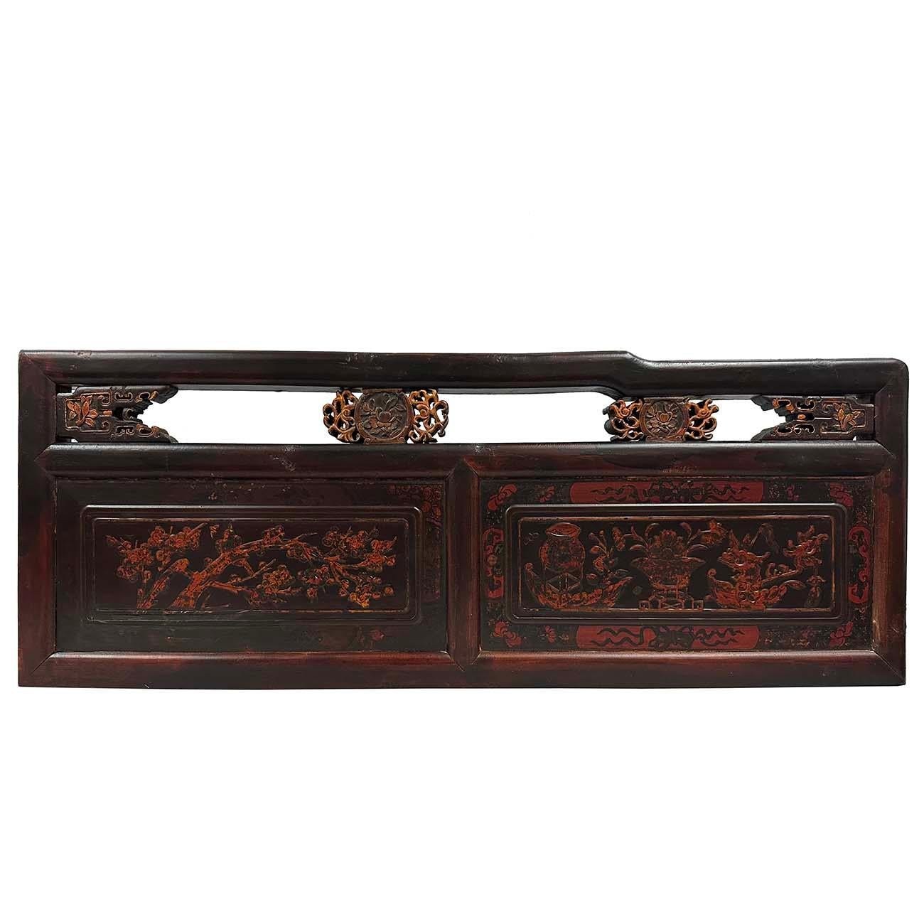 Par de Fascias de Cama Antiguas Chinas Talladas de Principios del Siglo XX Chino en venta