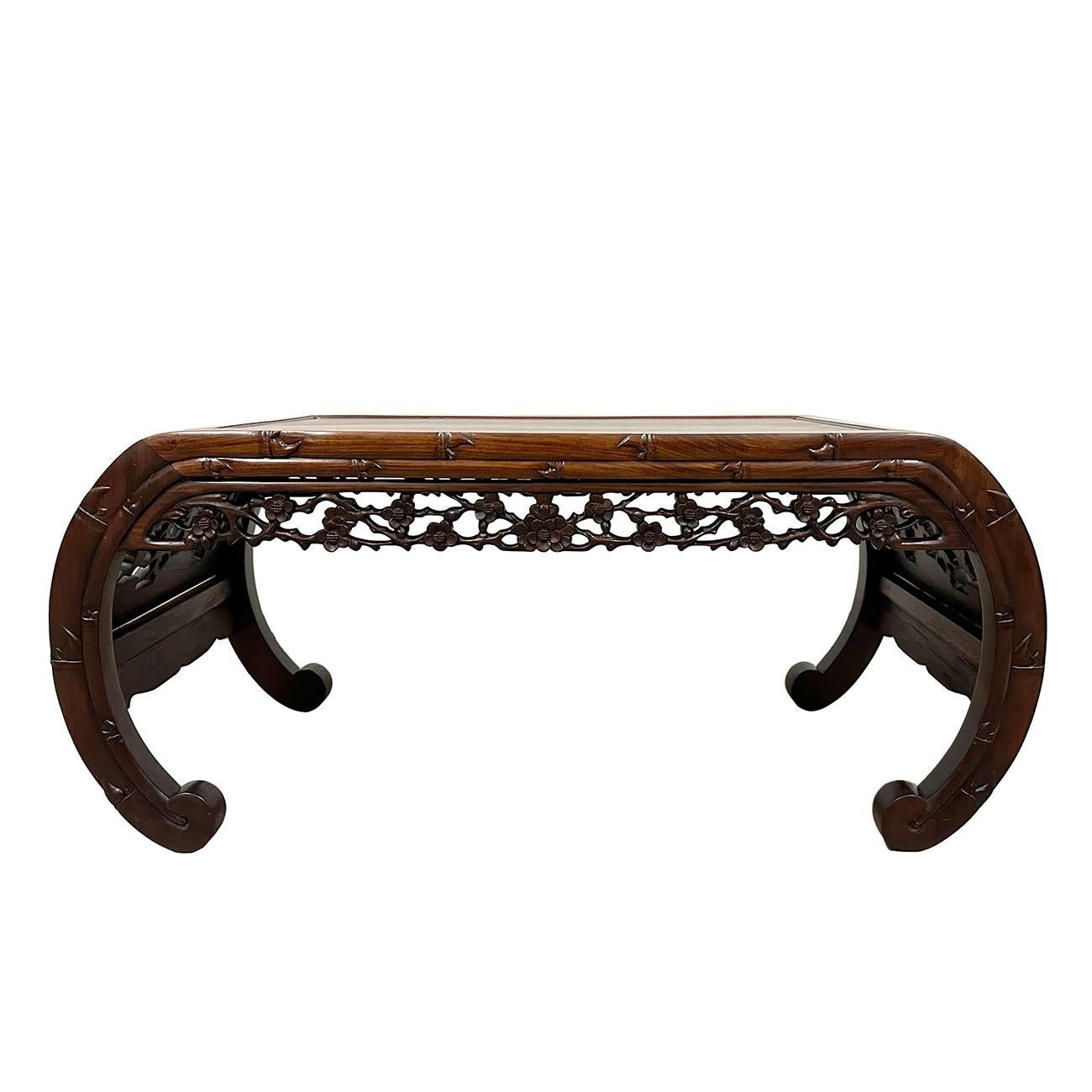 Early 20th Century Antique Chinese Rosewood Carved Coffee Table  3