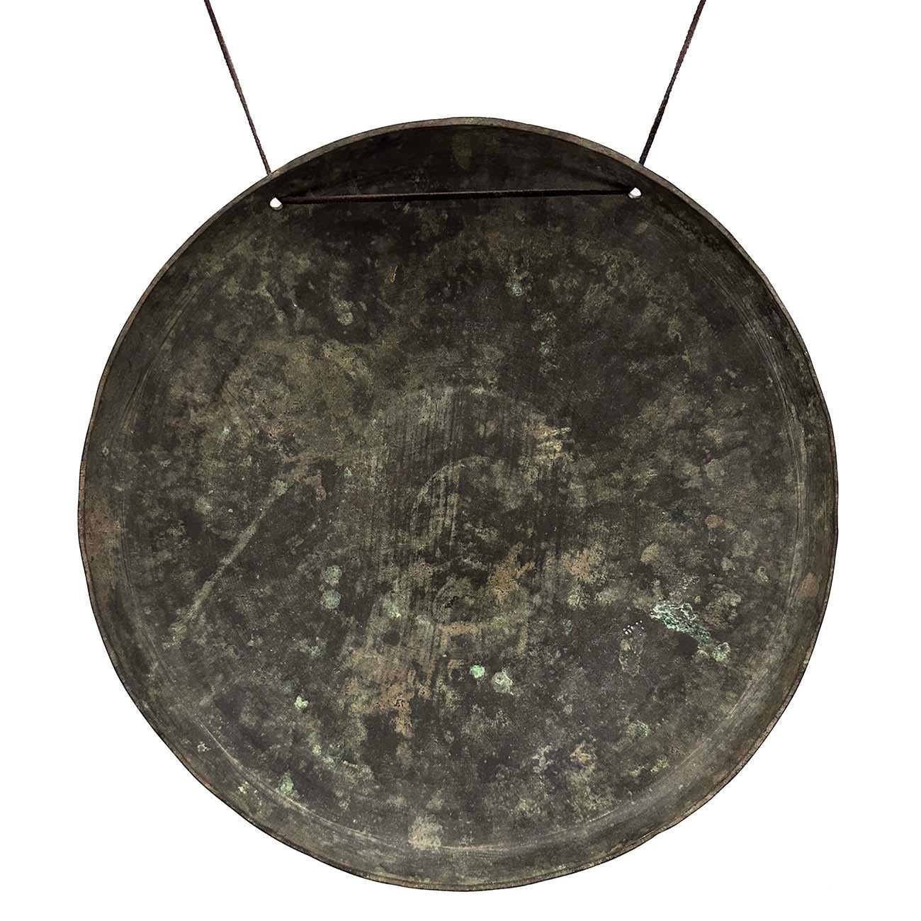 Early 20th Century Antique Chinese Table Gong With Dragon Stand For Sale 3