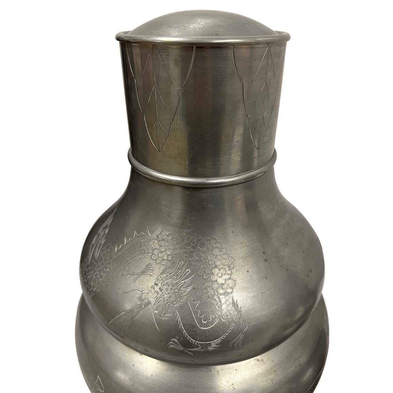 Anfang des 20. Jahrhunderts antike chinesische Zinn-Teeblatt-Dosen/Halter Set (Metall) im Angebot