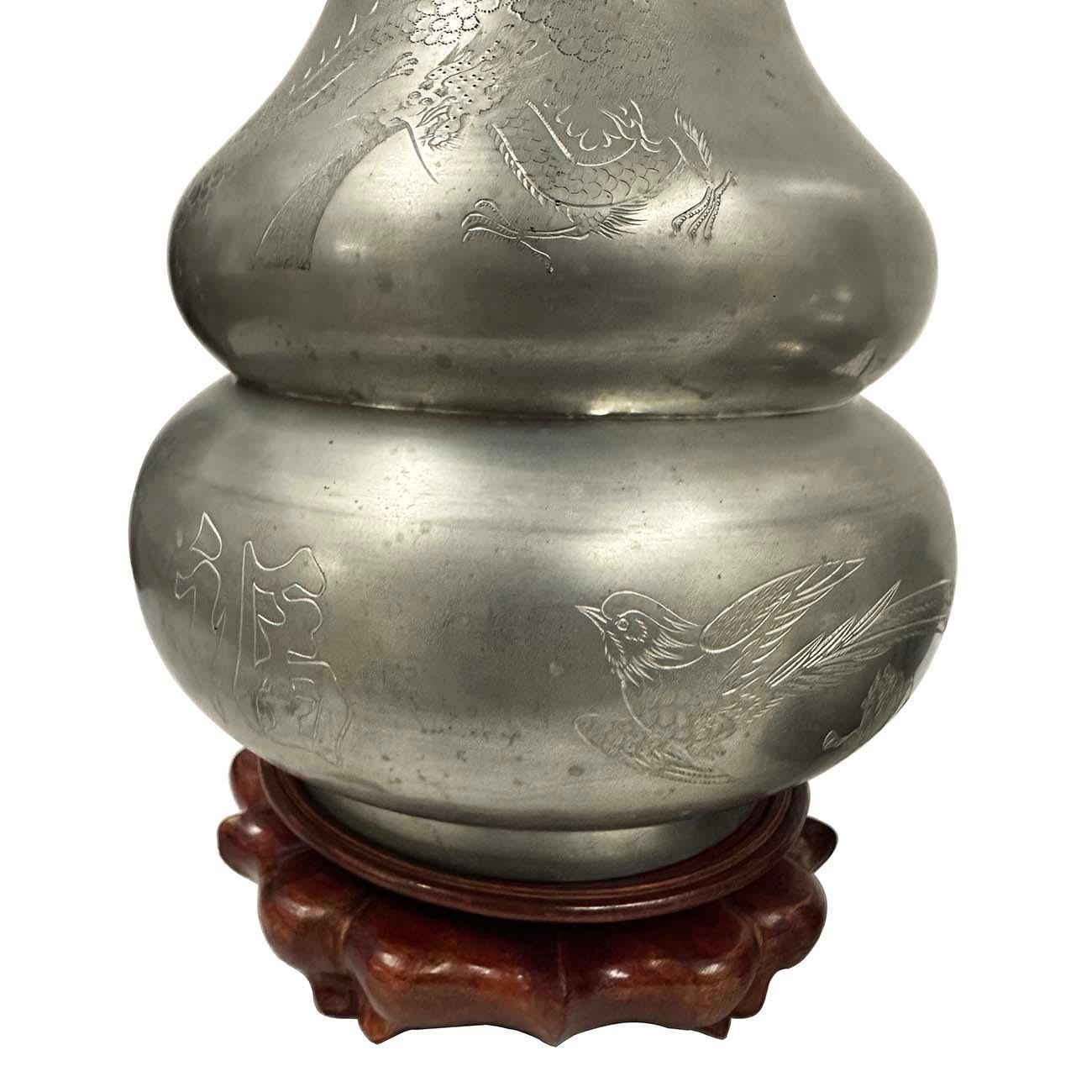 Anfang des 20. Jahrhunderts antike chinesische Zinn-Teeblatt-Dosen/Halter Set im Angebot 1