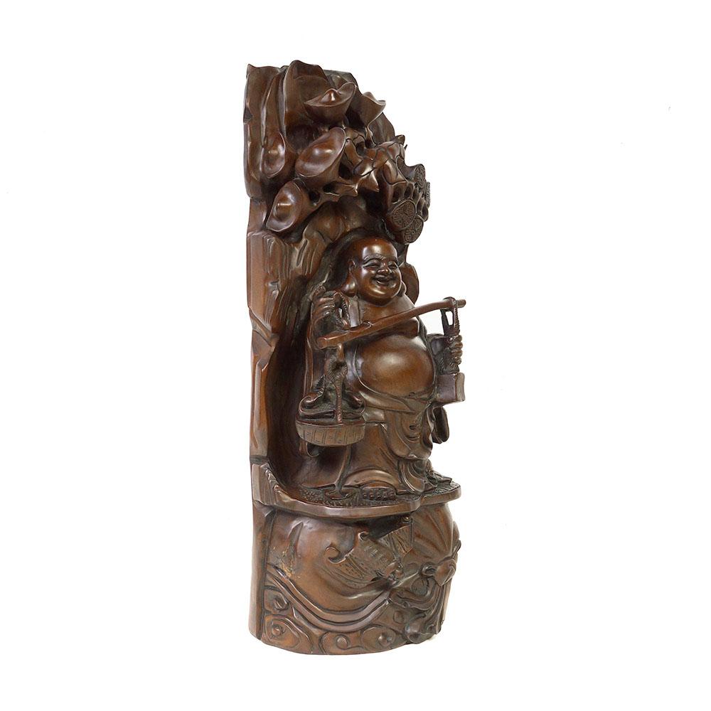 Chinois Statue de Bouddha ancien en bois sculpté chinois du début du XXe siècle en vente