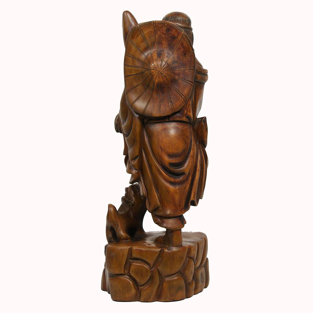 Sculpture de Bouddha chinoise ancienne en bois sculpté du début du 20e siècle, Dharma en vente 1