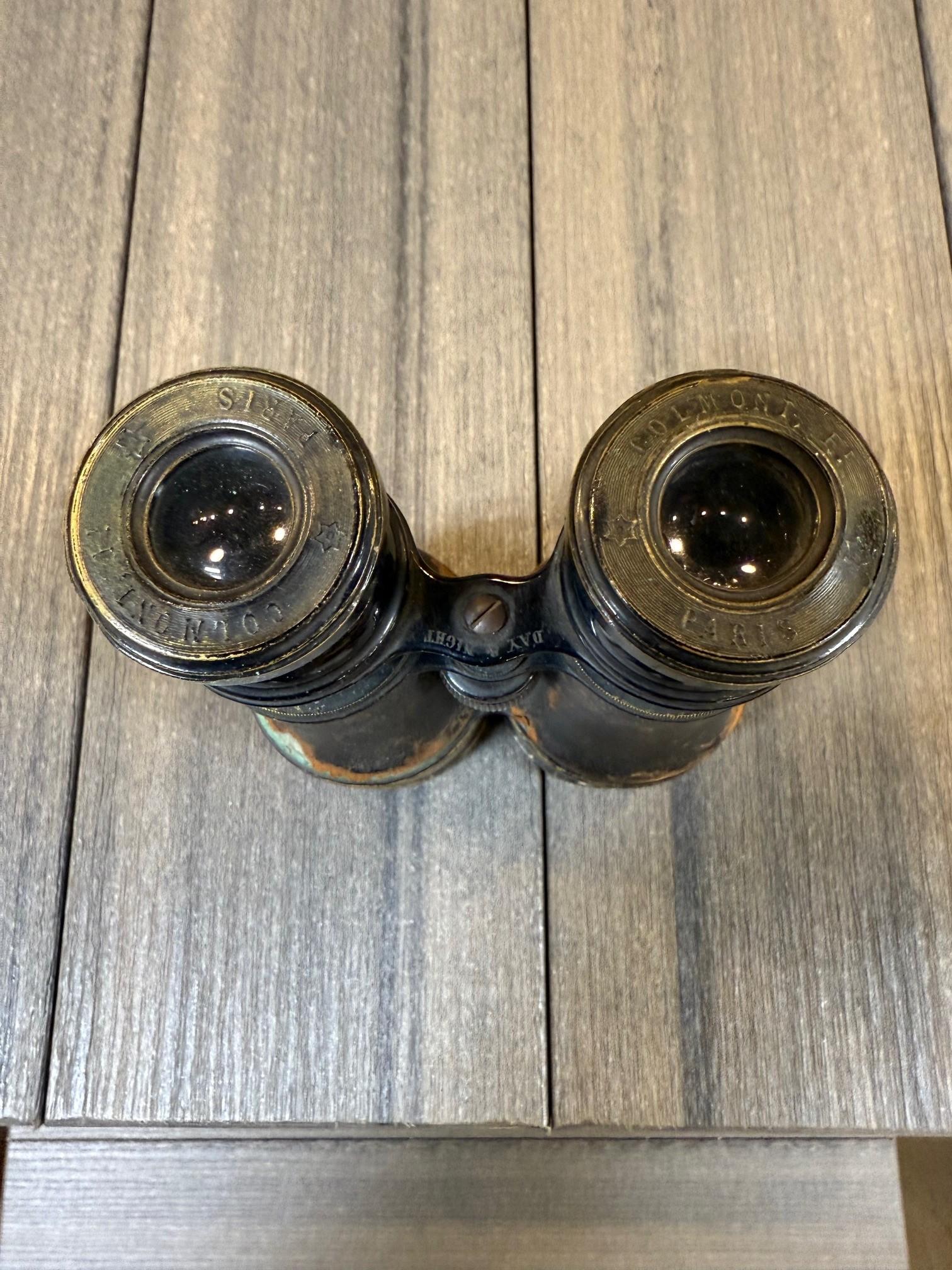 Antique French FT Binocolo in pelle e ottone Parigi dei primi del Novecento in vendita 3