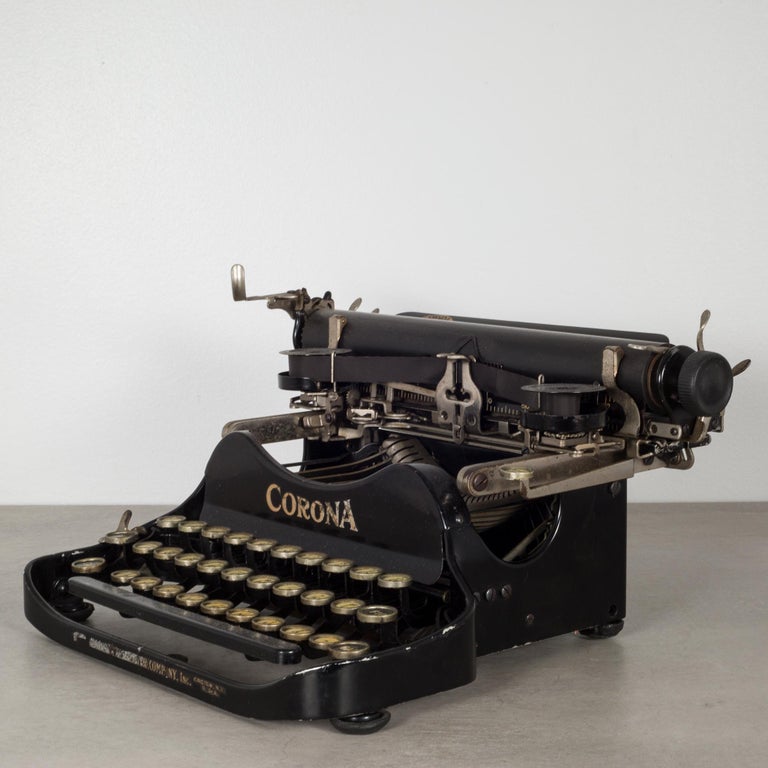 Early 20th Century Antique Corona Flip Top Portable Typewriter, circa