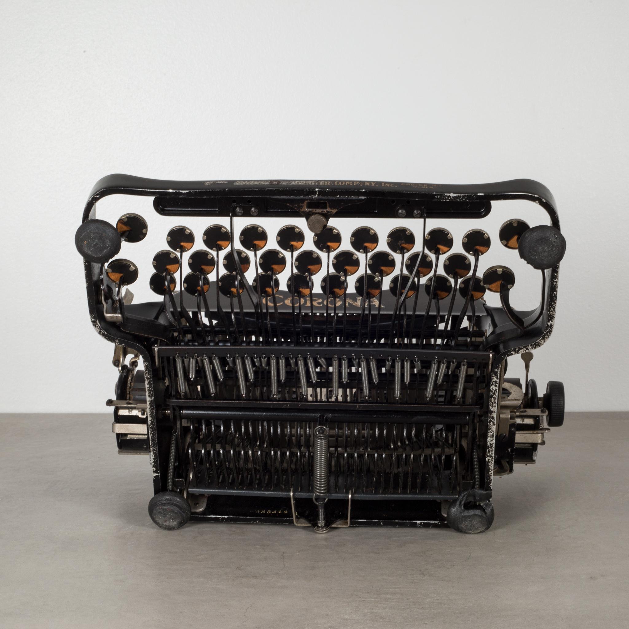 Industrial Early 20th Century Antique Corona Flip Top Portable Typewriter, circa 1917