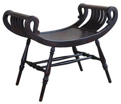 Début du 20e siècle Antique Curule Saddle Seat Bench Stool Chair Regency