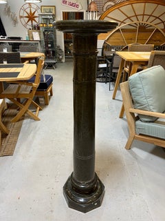 Early 20th Century Antique Dark Green Marble Pedestal