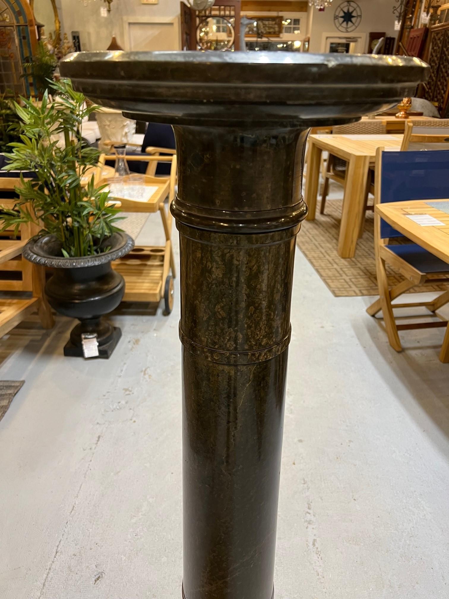Early 20th Century Antique Dark Green Marble Pedestal For Sale 1