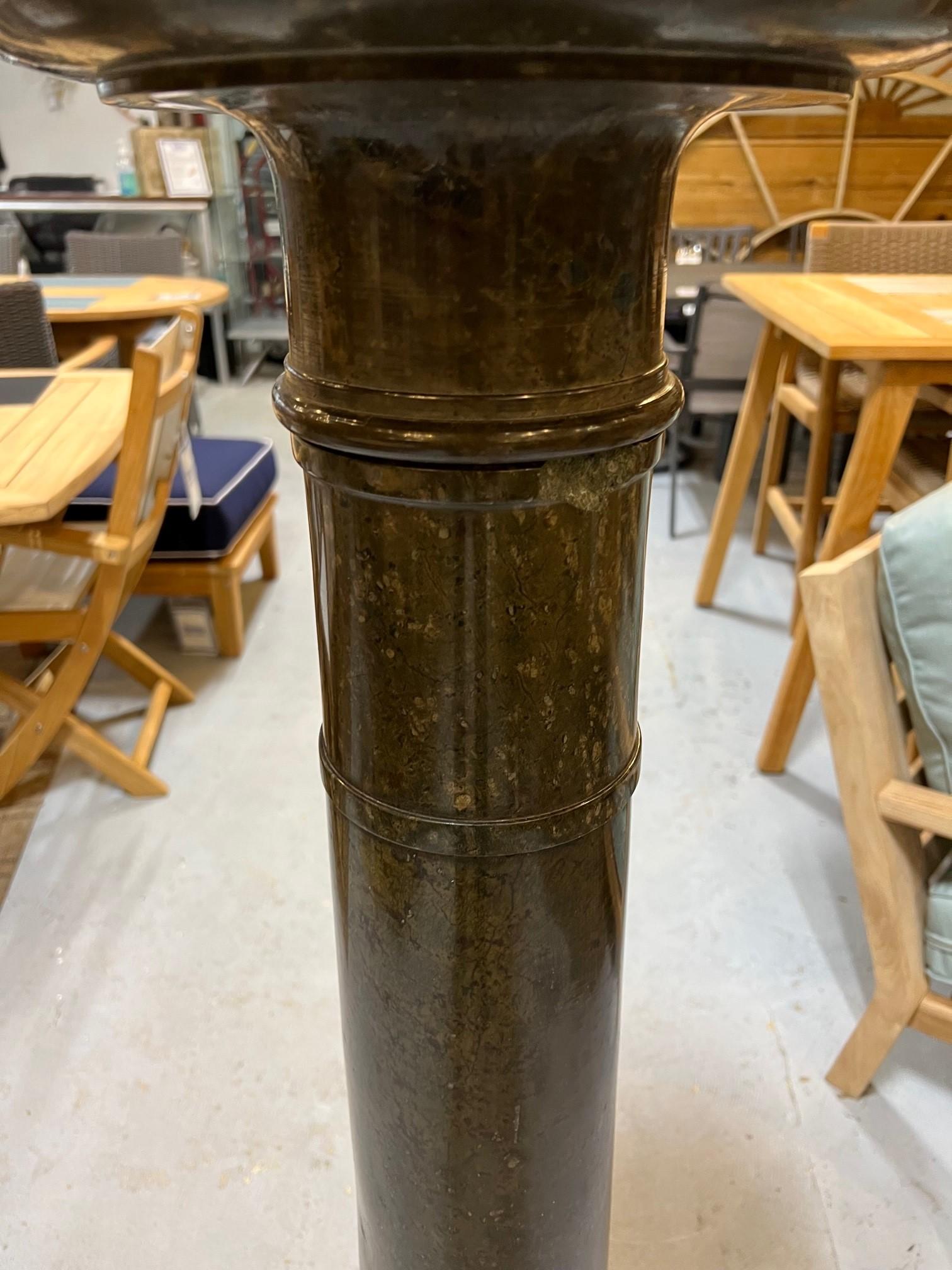 Early 20th Century Antique Dark Green Marble Pedestal For Sale 2
