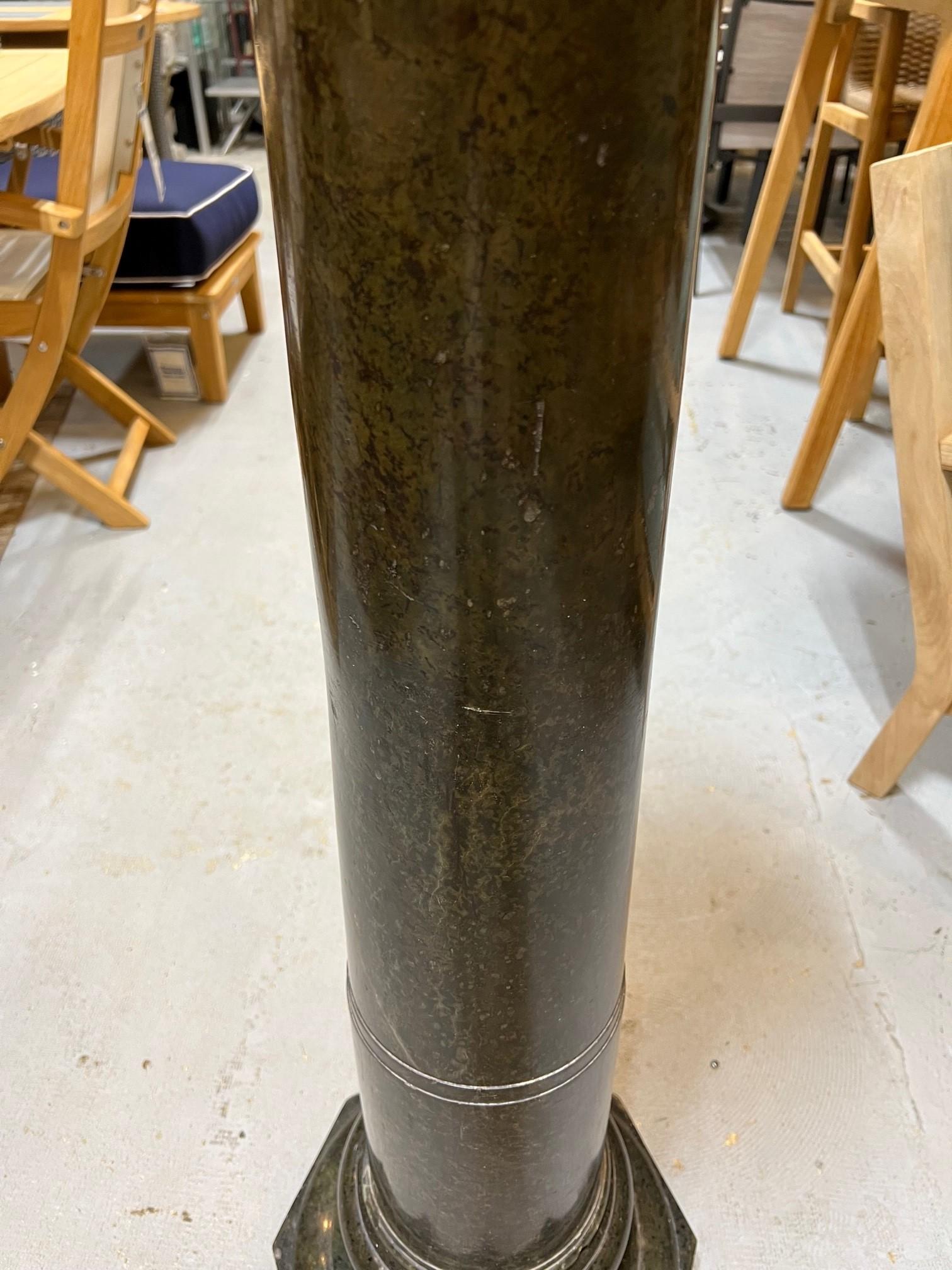 Early 20th Century Antique Dark Green Marble Pedestal For Sale 3