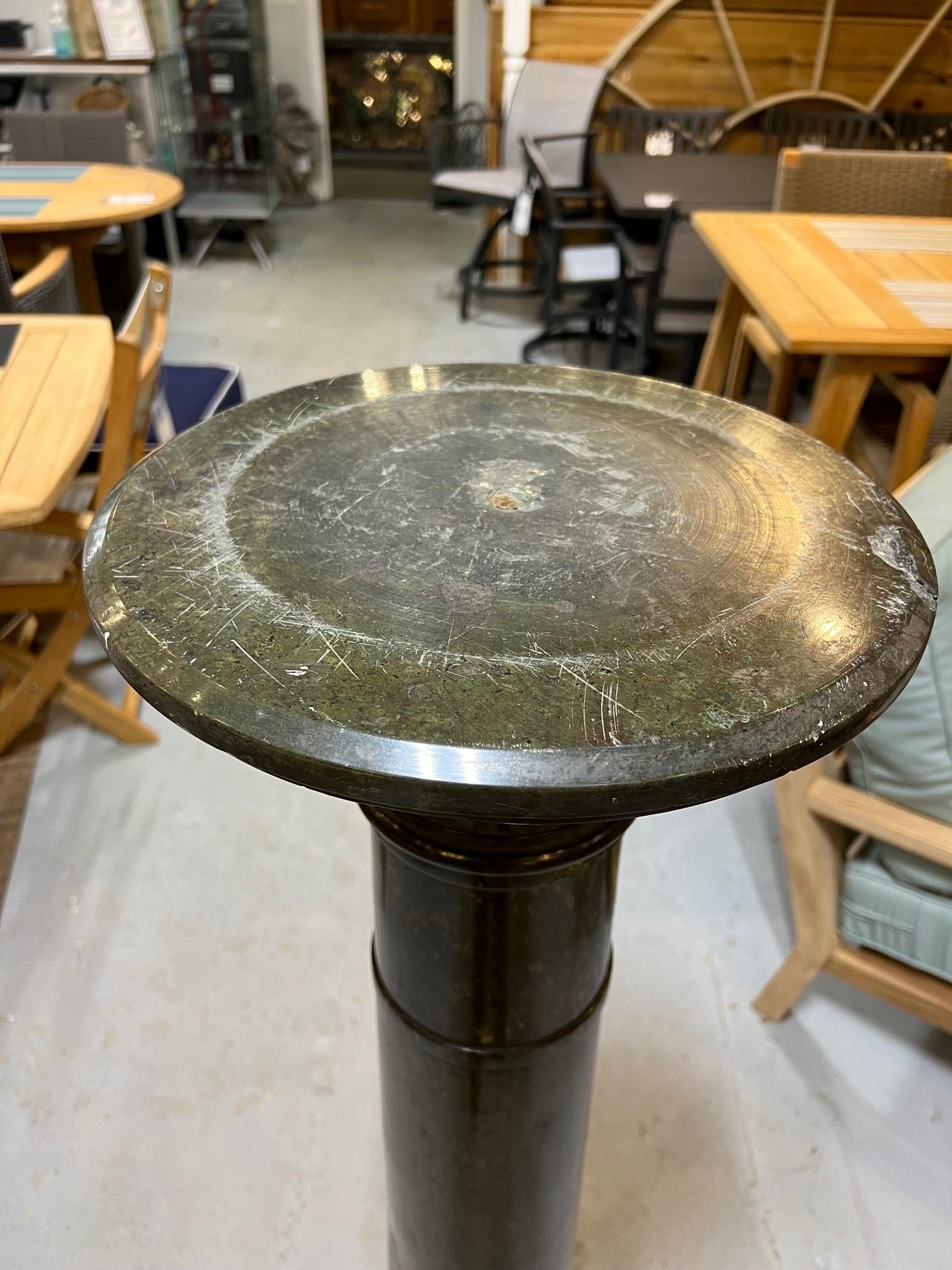 Early 20th Century Antique Dark Green Marble Pedestal For Sale 6