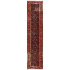 Early 20th Century Antique Distressed Malayer Wool Runner