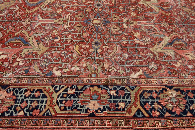 Early 20th Century Antique Distressed Persian Heriz Wool Rug For Sale ...