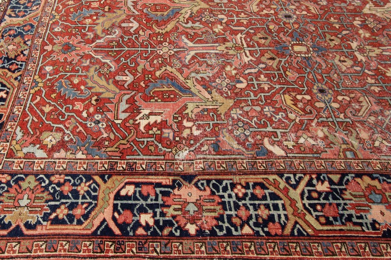 Early 20th Century Antique Distressed Persian Heriz Wool Rug For Sale ...