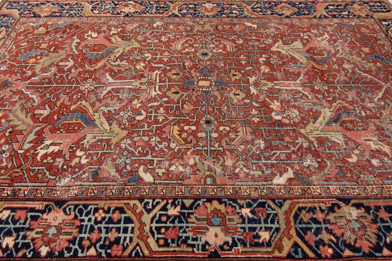 Early 20th Century Antique Distressed Persian Heriz Wool Rug For Sale ...