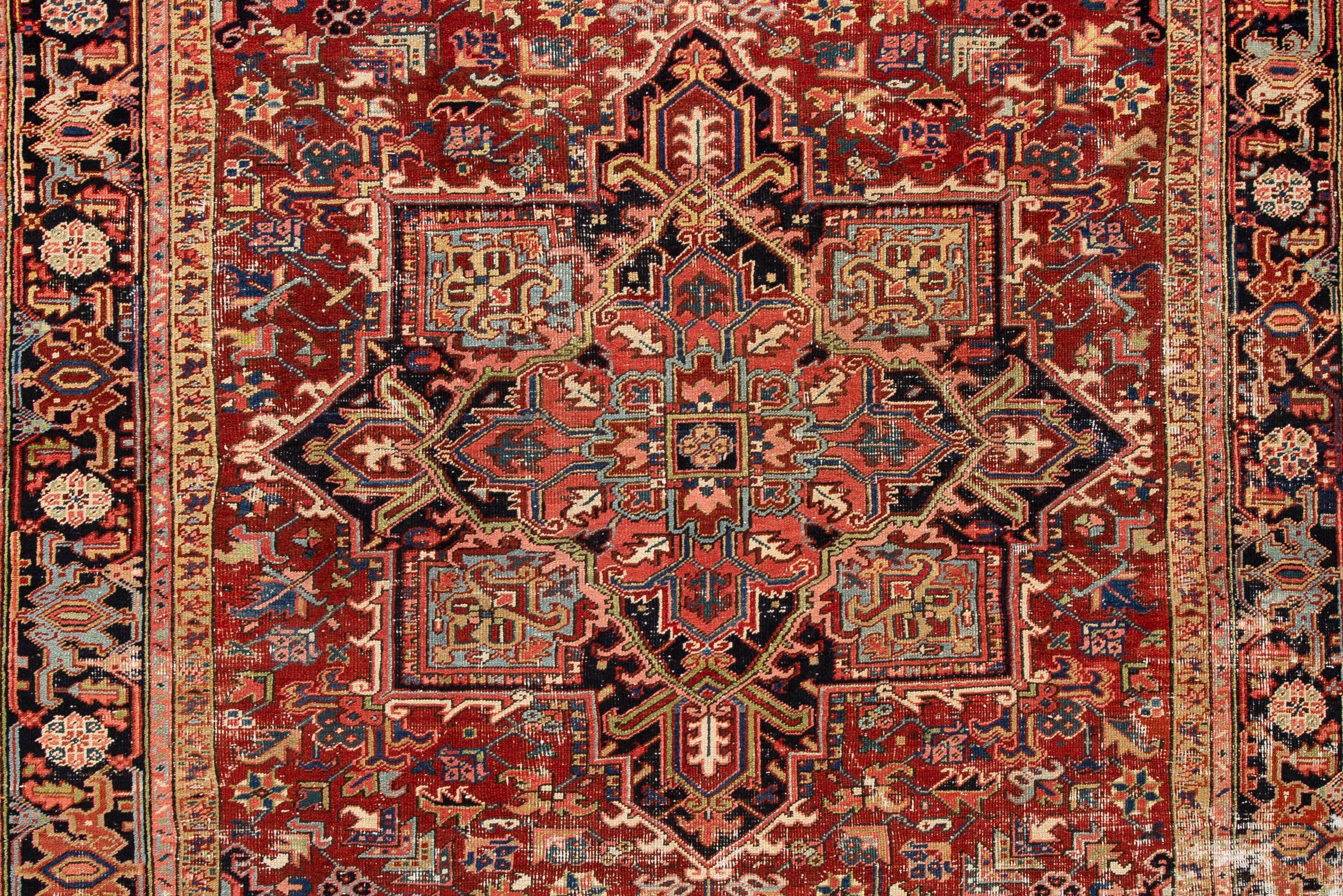 Early 20th Century Antique Distressed Persian Heriz Wool Rug For Sale 4
