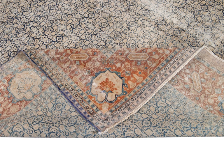 Early 20th Century Antique Distressed Tabriz Square Wool Rug For Sale ...