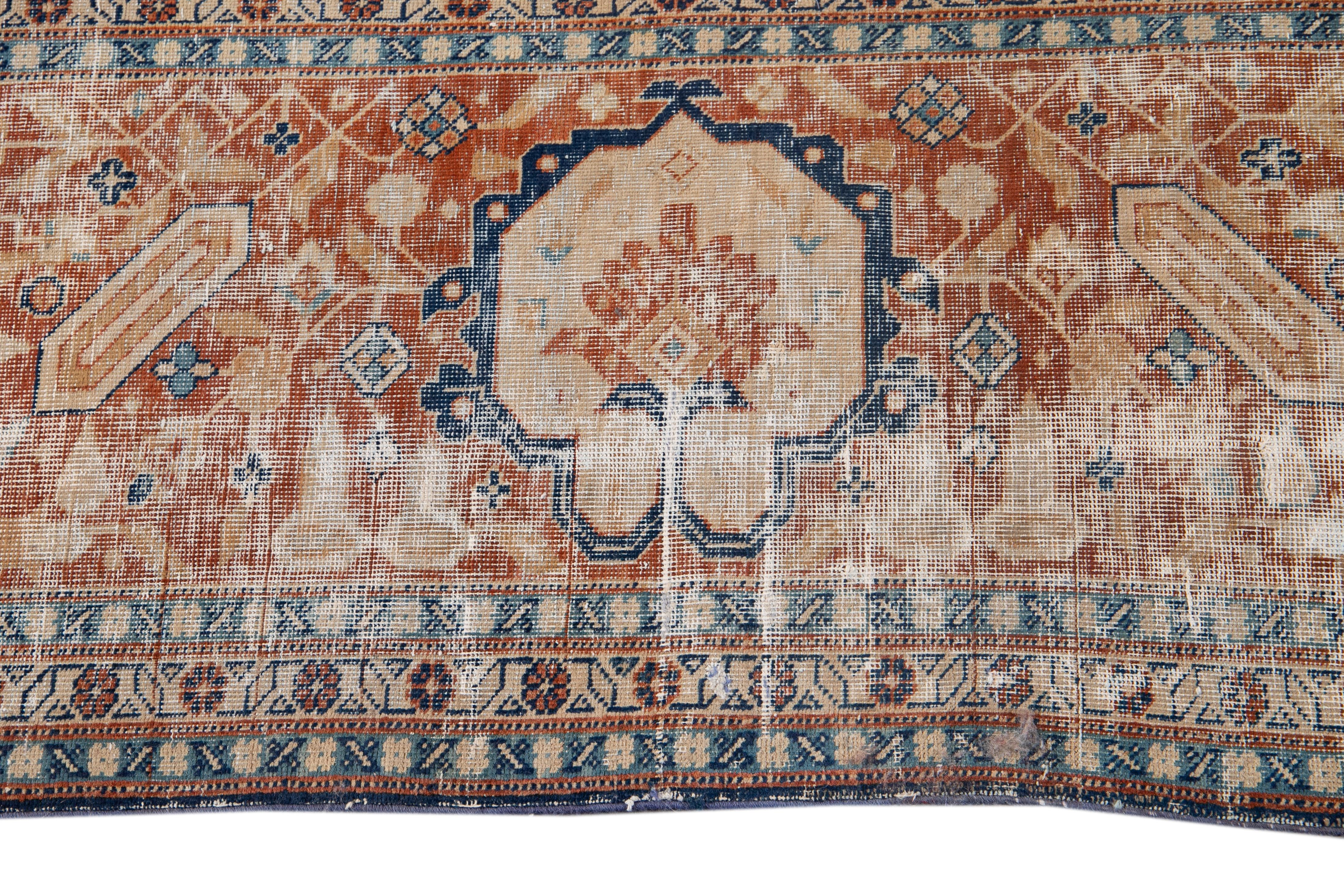 Early 20th Century Antique Distressed Tabriz Square Wool Rug For Sale 6